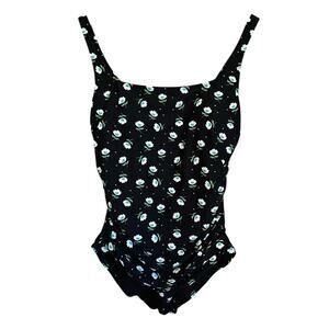 Anne Cole Square Neck Front Shirred Flattering One Piece Floral Swimsuit Size 12